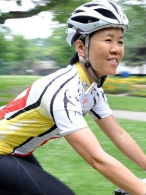 Kristyn Wong-Tam riding to raise money for the People with AIDS Foundation (PWA)