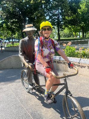 Having a little fun after a training ride on July 12, 2025